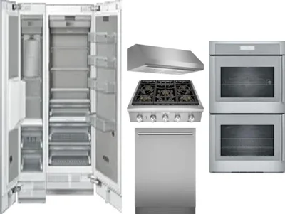 6 Piece Package Includes Refrigerator, Freezer, Cooktop, Wall Oven, Hood And Dishwasher