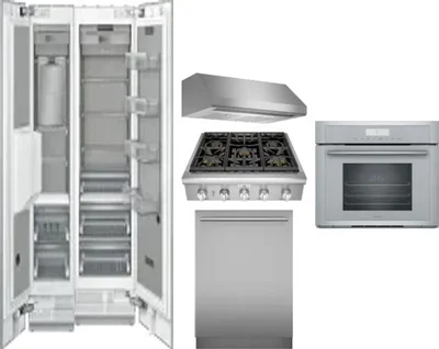 6 Piece Package Includes Refrigerator, Freezer, Cooktop, Wall Oven, Hood And Dishwasher