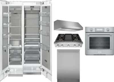 6 Piece Package Includes Refrigerator, Freezer, Cooktop, Wall Oven, Hood And Dishwasher