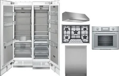 6 Piece Package Includes Refrigerator, Freezer, Cooktop, Wall Oven, Hood And Dishwasher