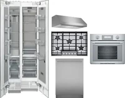 6 Piece Package Includes Refrigerator, Freezer, Cooktop, Wall Oven, Hood And Dishwasher