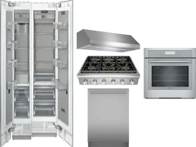 6 Piece Package Includes Refrigerator, Freezer, Cooktop, Wall Oven, Hood And Dishwasher