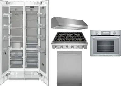 6 Piece Package Includes Refrigerator, Freezer, Cooktop, Wall Oven, Hood And Dishwasher