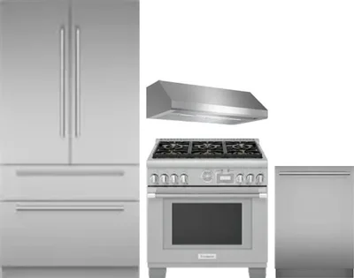 4 Piece Package Includes Refrigerator, Range, Hood And Dishwasher