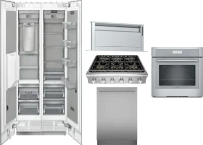 6 Piece Package Includes Refrigerator, Freezer, Cooktop, Wall Oven, Hood And Dishwasher
