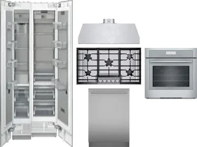 6 Piece Package Includes Refrigerator, Freezer, Cooktop, Wall Oven, Hood And Dishwasher