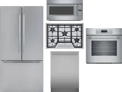 5 Piece Package Includes Refrigerator, Cooktop, Wall Oven, Microwave And Dishwasher