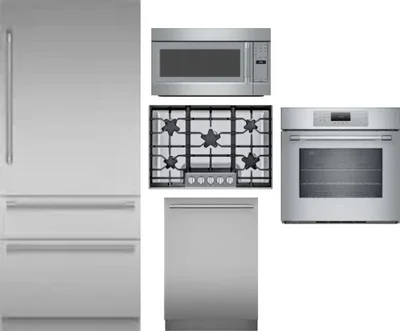 5 Piece Package Includes Refrigerator, Cooktop, Wall Oven, Microwave And Dishwasher