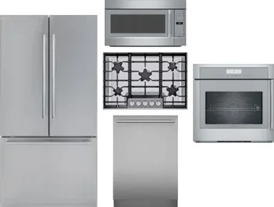 5 Piece Package Includes Refrigerator, Cooktop, Wall Oven, Microwave And Dishwasher
