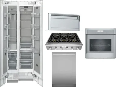 6 Piece Package Includes Refrigerator, Freezer, Cooktop, Wall Oven, Hood And Dishwasher