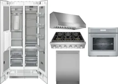 6 Piece Package Includes Refrigerator, Freezer, Cooktop, Wall Oven, Hood And Dishwasher