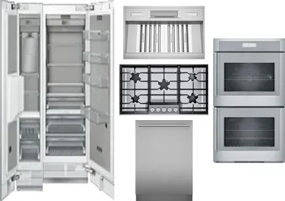 6 Piece Package Includes Refrigerator, Freezer, Cooktop, Wall Oven, Hood And Dishwasher