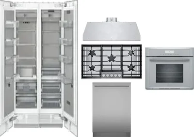 6 Piece Package Includes Refrigerator, Freezer, Cooktop, Wall Oven, Hood And Dishwasher