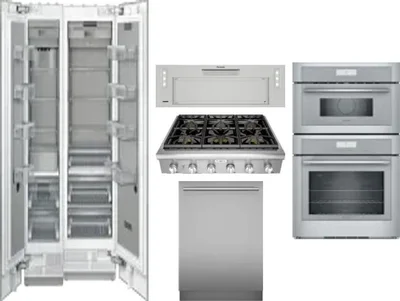 6 Piece Package Includes Refrigerator, Freezer, Cooktop, Wall Oven, Hood And Dishwasher