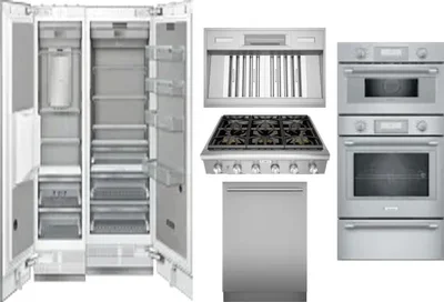 6 Piece Package Includes Refrigerator, Freezer, Cooktop, Wall Oven, Hood And Dishwasher