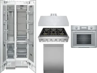 6 Piece Package Includes Refrigerator, Freezer, Cooktop, Wall Oven, Hood And Dishwasher