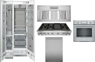 6 Piece Package Includes Refrigerator, Freezer, Cooktop, Wall Oven, Hood And Dishwasher