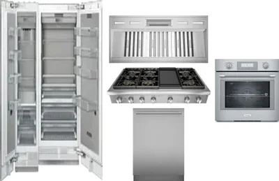 6 Piece Package Includes Refrigerator, Freezer, Cooktop, Wall Oven, Hood And Dishwasher