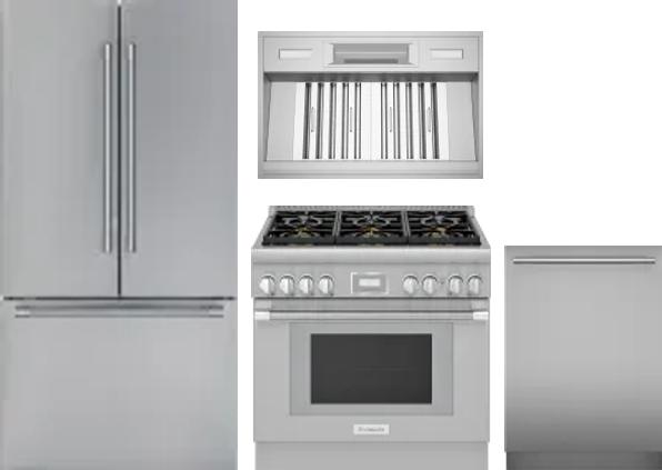 4 Piece Package Includes Refrigerator, Range, Hood And Dishwasher