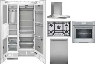 6 Piece Package Includes Refrigerator, Freezer, Cooktop, Wall Oven, Hood And Dishwasher