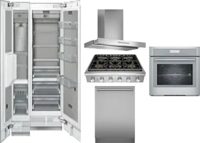 6 Piece Package Includes Refrigerator, Freezer, Cooktop, Wall Oven, Hood And Dishwasher