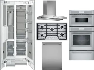 6 Piece Package Includes Refrigerator, Freezer, Cooktop, Wall Oven, Hood And Dishwasher