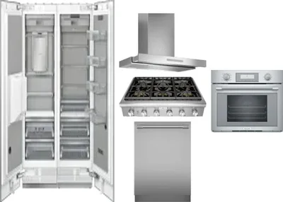 6 Piece Package Includes Refrigerator, Freezer, Cooktop, Wall Oven, Hood And Dishwasher