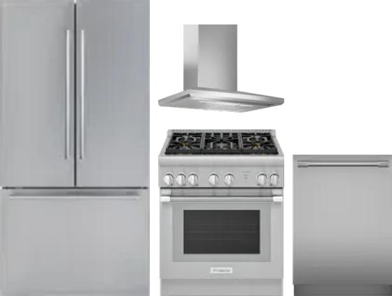 4 Piece Package Includes Refrigerator, Range, Hood And Dishwasher