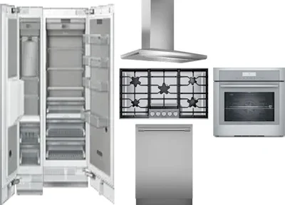 6 Piece Package Includes Refrigerator, Freezer, Cooktop, Wall Oven, Hood And Dishwasher