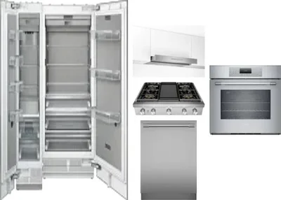 6 Piece Package Includes Refrigerator, Freezer, Cooktop, Wall Oven, Hood And Dishwasher