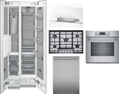 6 Piece Package Includes Refrigerator, Freezer, Cooktop, Wall Oven, Hood And Dishwasher