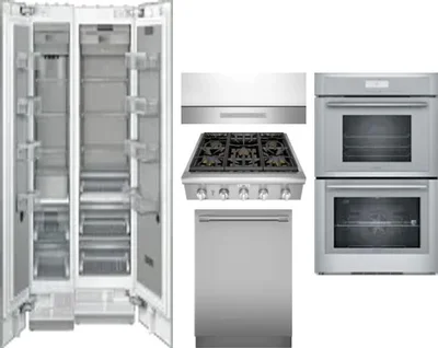 6 Piece Package Includes Refrigerator, Freezer, Cooktop, Wall Oven, Hood And Dishwasher
