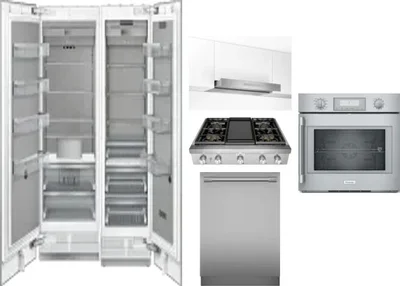 6 Piece Package Includes Refrigerator, Freezer, Cooktop, Wall Oven, Hood And Dishwasher