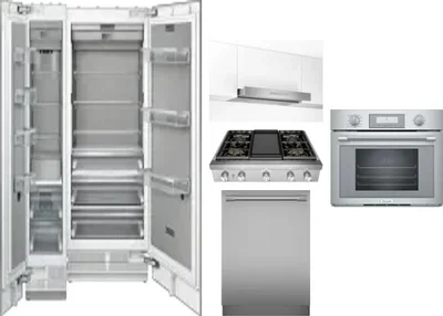 6 Piece Package Includes Refrigerator, Freezer, Cooktop, Wall Oven, Hood And Dishwasher