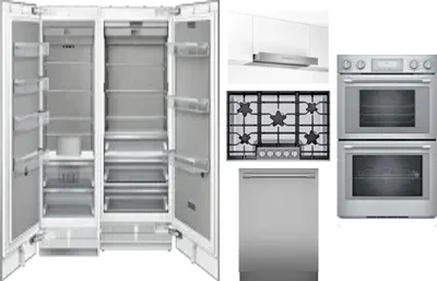 6 Piece Package Includes Refrigerator, Freezer, Cooktop, Wall Oven, Hood And Dishwasher