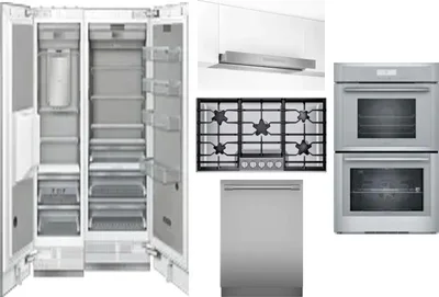 6 Piece Package Includes Refrigerator, Freezer, Cooktop, Wall Oven, Hood And Dishwasher