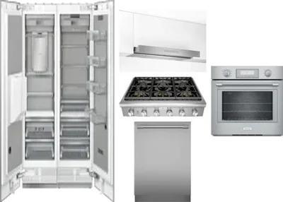 6 Piece Package Includes Refrigerator, Freezer, Cooktop, Wall Oven, Hood And Dishwasher