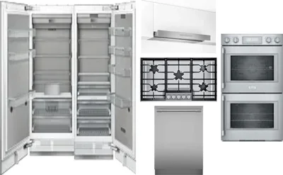 6 Piece Package Includes Refrigerator, Freezer, Cooktop, Wall Oven, Hood And Dishwasher