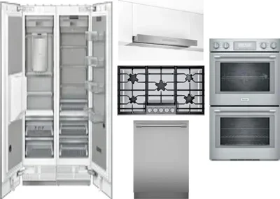 6 Piece Package Includes Refrigerator, Freezer, Cooktop, Wall Oven, Hood And Dishwasher