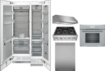 6 Piece Package Includes Refrigerator, Freezer, Cooktop, Wall Oven, Hood And Dishwasher