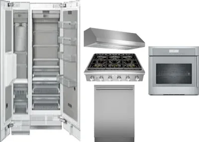 6 Piece Package Includes Refrigerator, Freezer, Cooktop, Wall Oven, Hood And Dishwasher