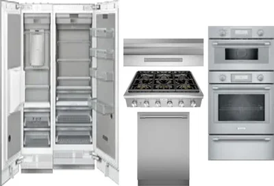6 Piece Package Includes Refrigerator, Freezer, Cooktop, Wall Oven, Hood And Dishwasher