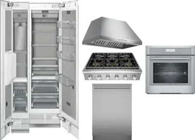 6 Piece Package Includes Refrigerator, Freezer, Cooktop, Wall Oven, Hood And Dishwasher