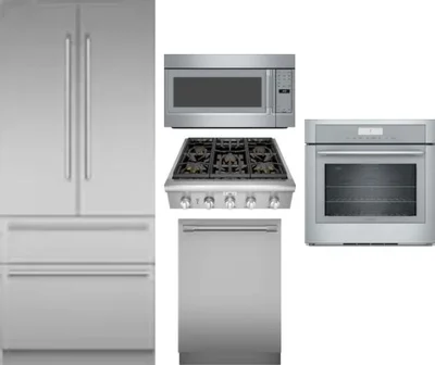 5 Piece Package Includes Refrigerator, Cooktop, Wall Oven, Microwave And Dishwasher
