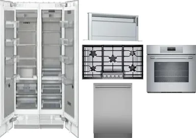 6 Piece Package Includes Refrigerator, Freezer, Cooktop, Wall Oven, Hood And Dishwasher