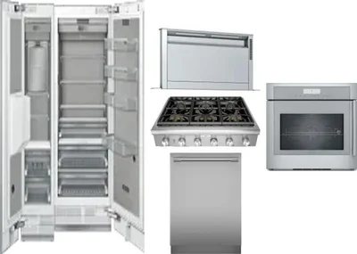 6 Piece Package Includes Refrigerator, Freezer, Cooktop, Wall Oven, Hood And Dishwasher