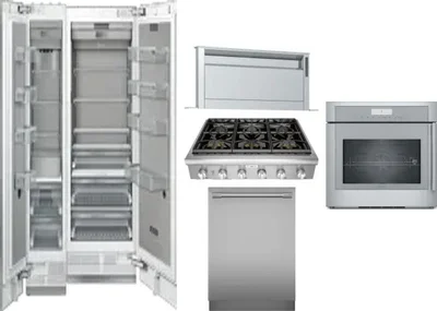 6 Piece Package Includes Refrigerator, Freezer, Cooktop, Wall Oven, Hood And Dishwasher