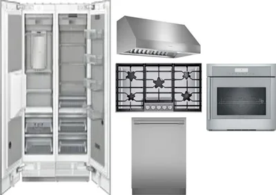 6 Piece Package Includes Refrigerator, Freezer, Cooktop, Wall Oven, Hood And Dishwasher