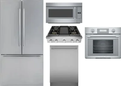 5 Piece Package Includes Refrigerator, Cooktop, Wall Oven, Microwave And Dishwasher