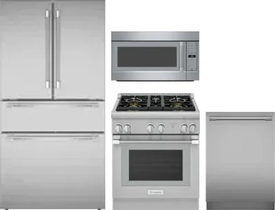 4 Piece Package Includes Refrigerator, Range, Microwave And Dishwasher